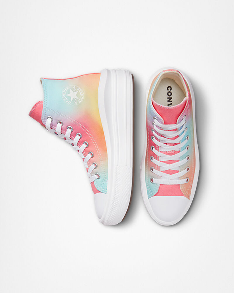 Dětské Boty Na Platformy Converse ​Chuck Taylor All Star Move Rainbow Ombre Big Kids Bílé | 4273-FAZVL