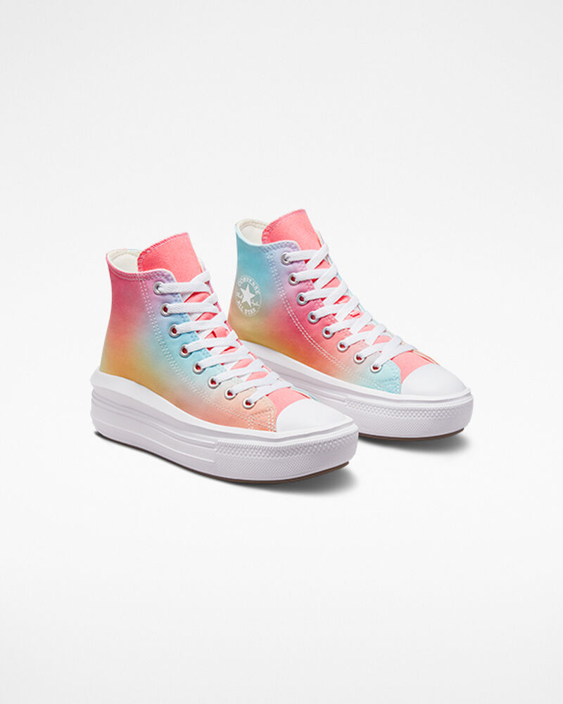 Dětské Boty Na Platformy Converse ​Chuck Taylor All Star Move Rainbow Ombre Big Kids Bílé | 4273-FAZVL
