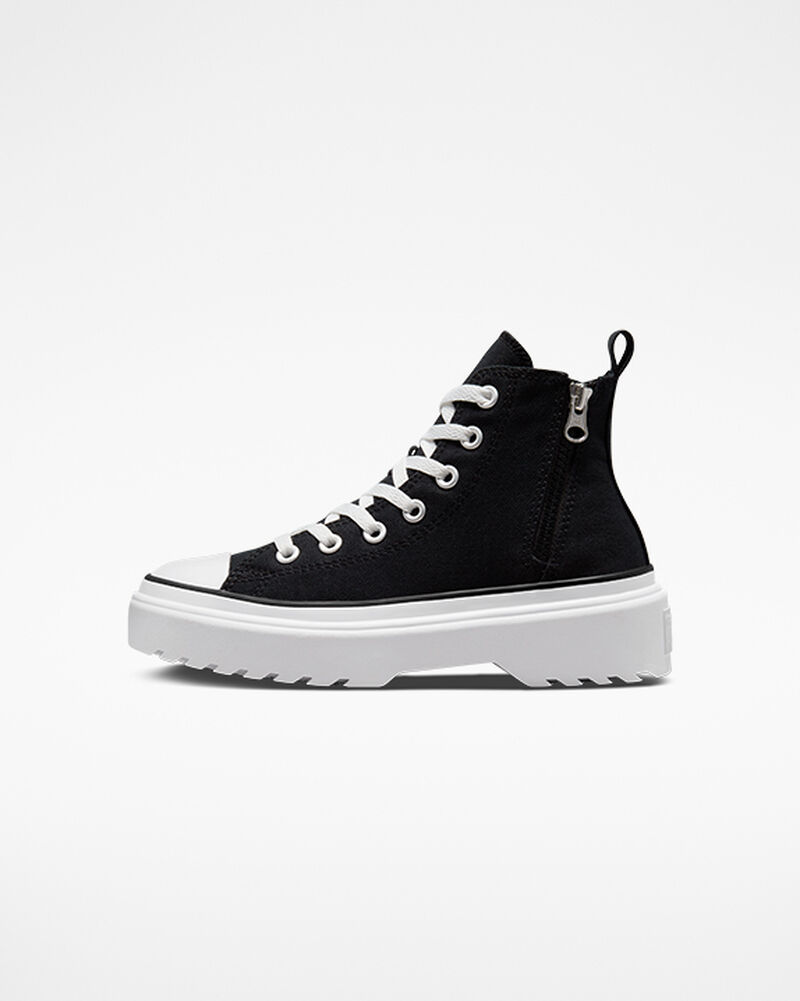 Dětské Boty Na Platformy Converse ​Chuck Taylor All Star Lugged Lift Platene Big Kids Černé Černé Bílé | 4638-MXCAU