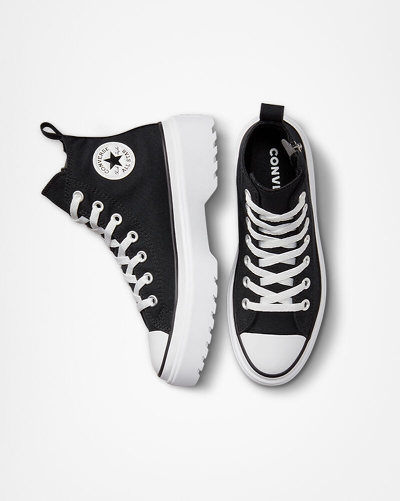 Dětské Boty Na Platformy Converse ​Chuck Taylor All Star Lugged Lift Platene Big Kids Černé Černé Bílé | 4638-MXCAU