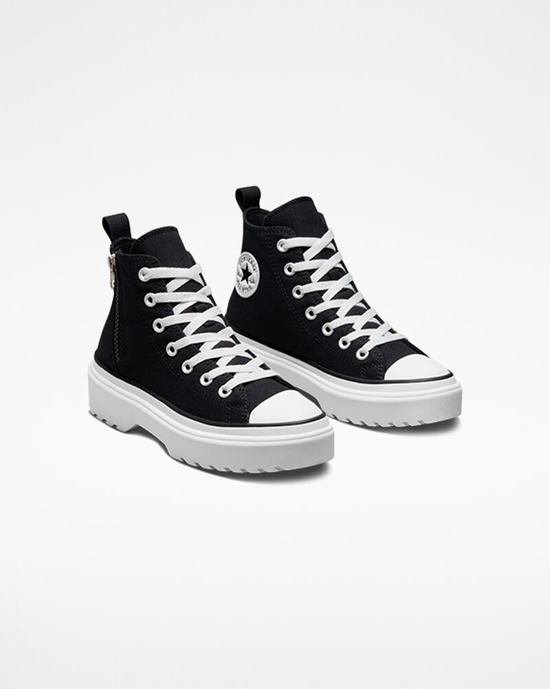 Dětské Boty Na Platformy Converse ​Chuck Taylor All Star Lugged Lift Platene Big Kids Černé Černé Bílé | 4638-MXCAU