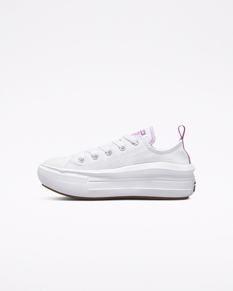 Dětské Boty Na Platformy Converse ​Chuck Taylor All Star Move Little Kids Bílé Fialové Bílé | 7143-WADVR