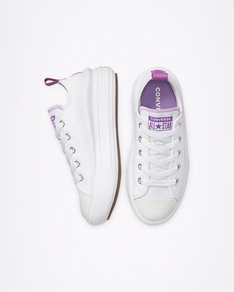 Dětské Boty Na Platformy Converse ​Chuck Taylor All Star Move Little Kids Bílé Fialové Bílé | 7143-WADVR