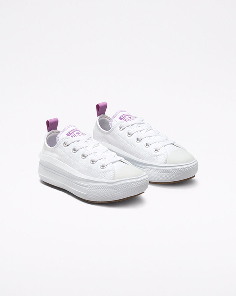 Dětské Boty Na Platformy Converse ​Chuck Taylor All Star Move Little Kids Bílé Fialové Bílé | 7143-WADVR