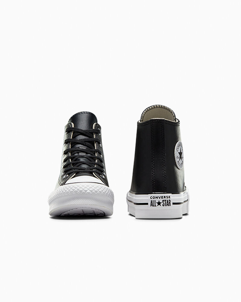 Dětské Boty Na Platformy Converse ​Chuck Taylor All Star Lift Læder Little Kids Černé Béžový Bílé Bílé | 7189-DUYJW