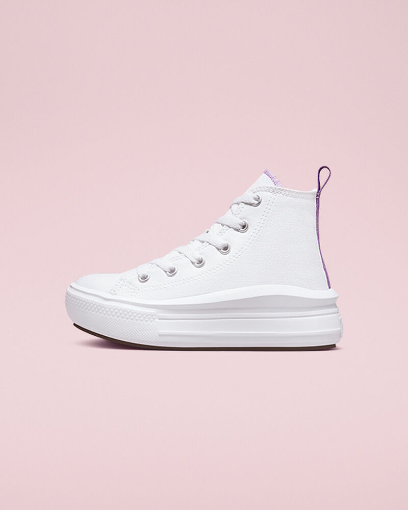 Dětské Boty Na Platformy Converse ​Chuck Taylor All Star Move Little Kids Bílé Fialové Bílé | 7915-QPMIA