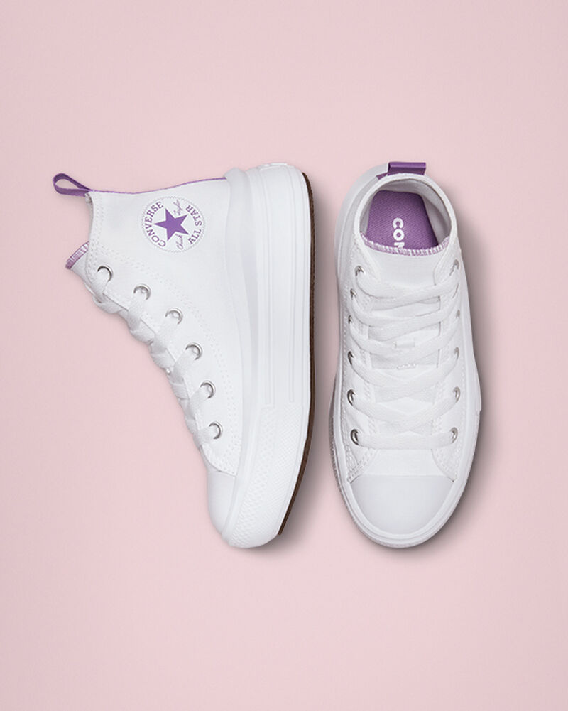 Dětské Boty Na Platformy Converse ​Chuck Taylor All Star Move Little Kids Bílé Fialové Bílé | 7915-QPMIA