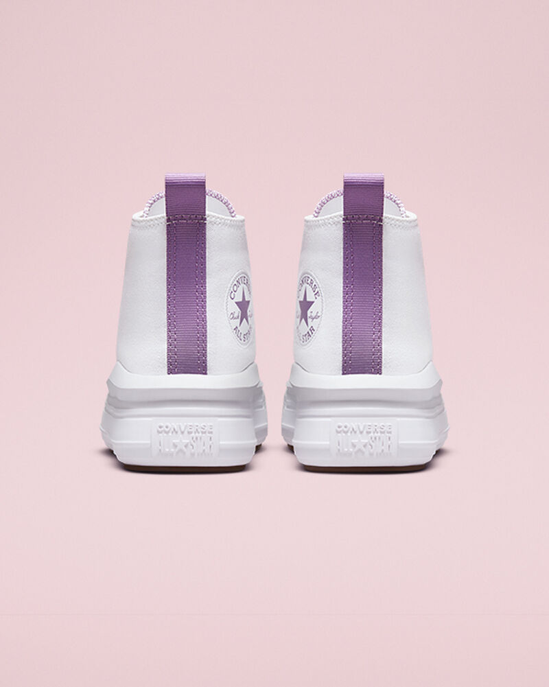 Dětské Boty Na Platformy Converse ​Chuck Taylor All Star Move Little Kids Bílé Fialové Bílé | 7915-QPMIA