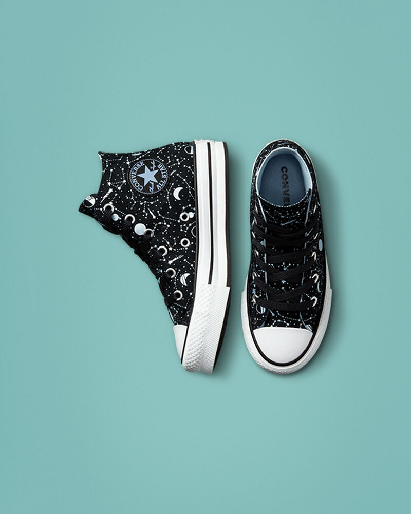 Dětské Boty Na Platformy Converse ​Chuck Taylor All Star EVA Lift Constellations Big Kids Černé Blankyt Bílé | 8901-DPAST