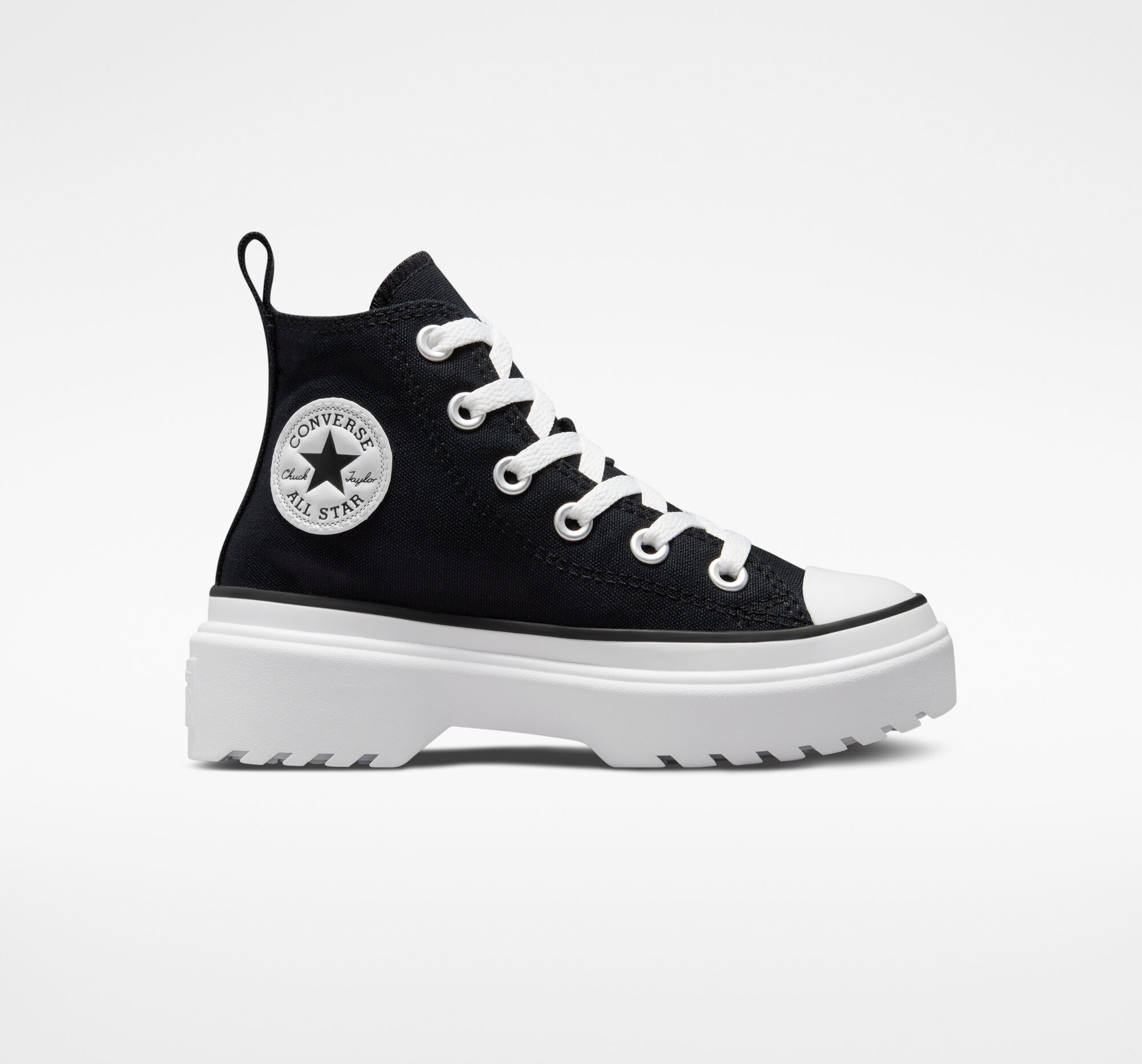 Dětské Vysoké Converse Chuck Taylor All Star Lugged Lift Platene Černé Černé Bílé | 1468-FNXPH