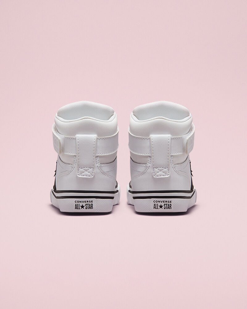 Dětské Vysoké Converse Pro Blaze Páskové Læder Bílé Černé Bílé | 2319-XMVAR