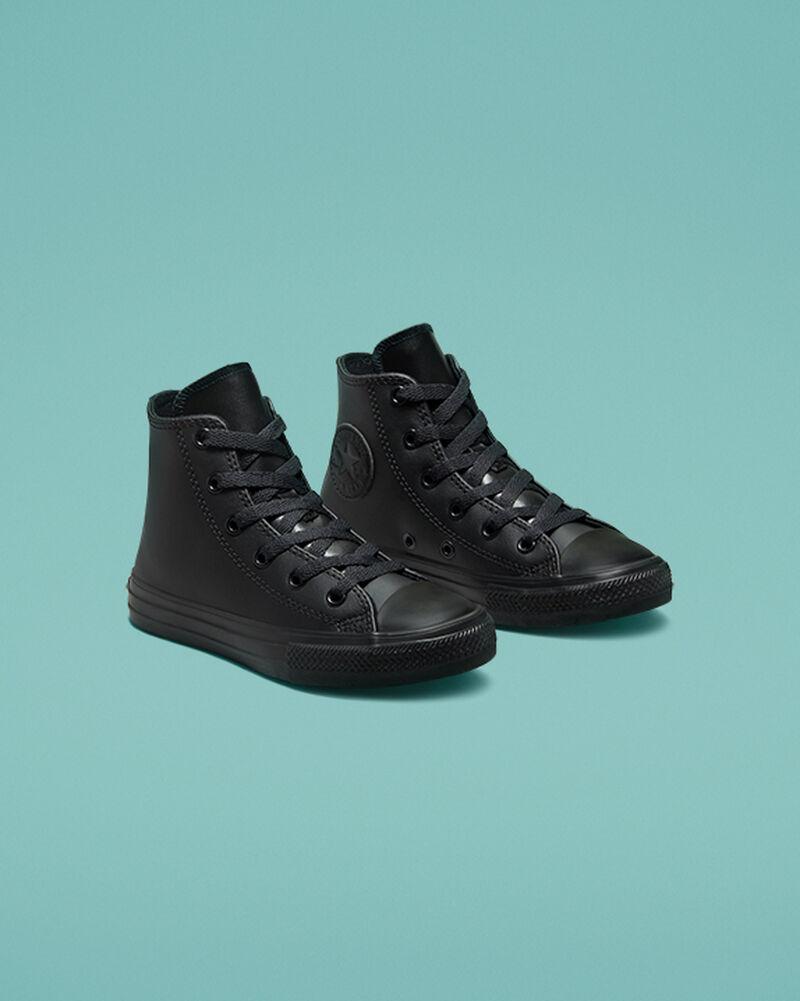 Dětské Vysoké Converse ​Chuck Taylor All Star Læder Little Kids Černé Černé Černé | 0256-EKLCM