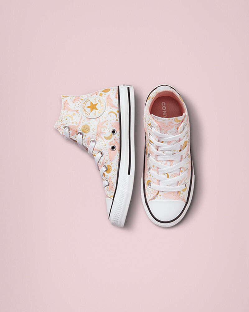 Dětské Vysoké Converse ​Chuck Taylor All Star Constellations Big Kids Bílé Růžové Zlaté | 0563-HKJUT