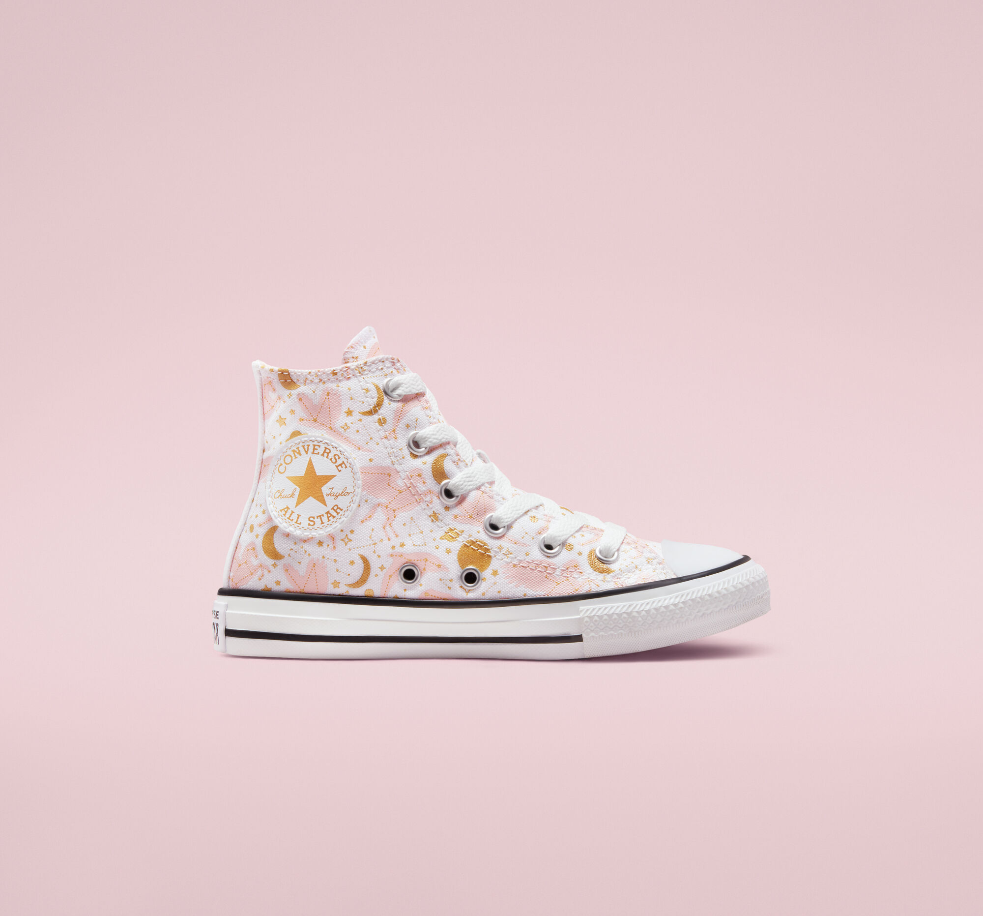 Dětské Vysoké Converse ​Chuck Taylor All Star Constellations Big Kids Bílé Růžové Zlaté | 0563-HKJUT
