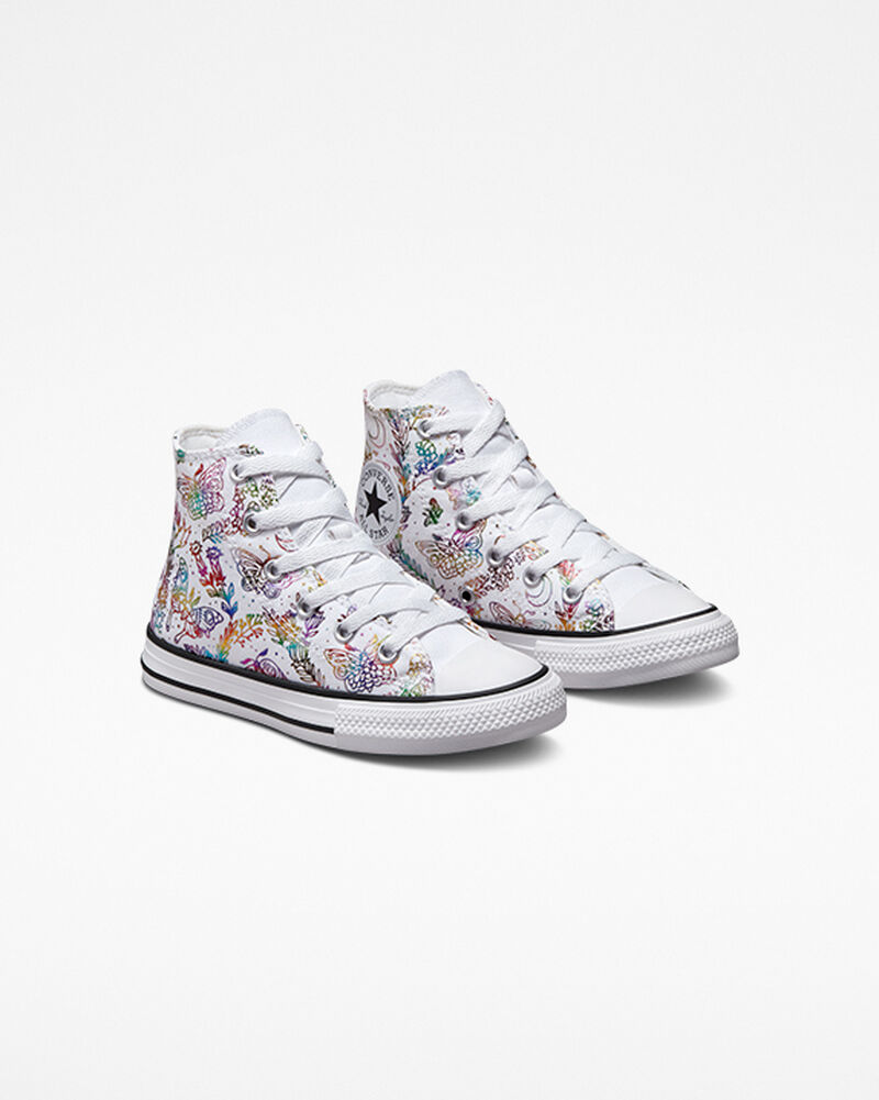 Dětské Vysoké Converse ​Chuck Taylor All Star Butterfly Shine Little Kids Bílé Růžové Fialové Blankyt | 0643-NHKQY