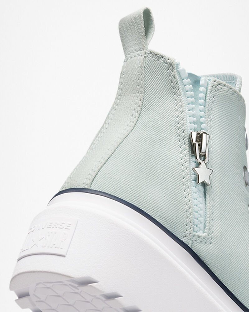 Dětské Vysoké Converse ​Chuck Taylor All Star Lugged Lift Retro Denim Big Kids Blankyt Bílé | 1546-GSOFH
