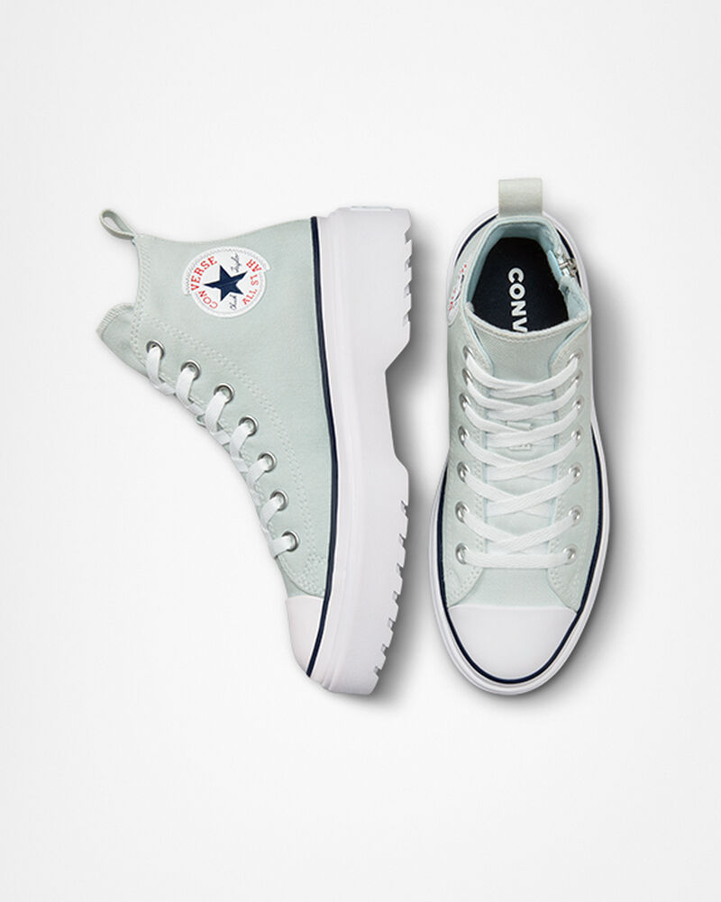 Dětské Vysoké Converse ​Chuck Taylor All Star Lugged Lift Retro Denim Big Kids Blankyt Bílé | 1546-GSOFH