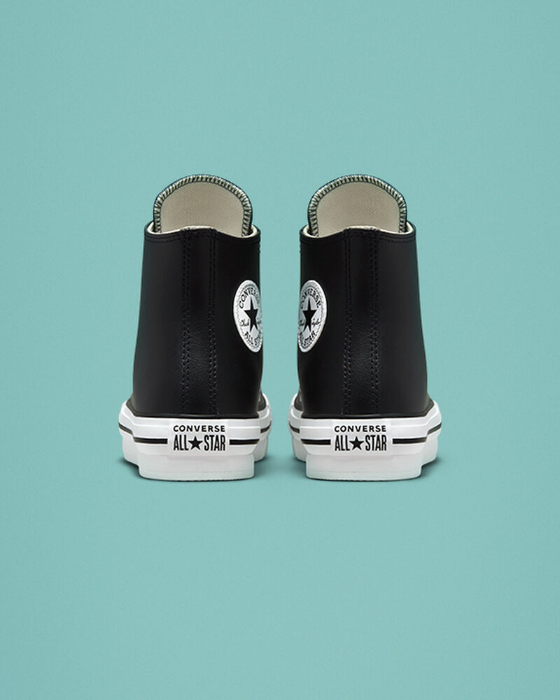Dětské Vysoké Converse ​Chuck Taylor All Star Lift Læder Big Kids Černé Béžový Bílé Bílé | 2340-DBLHQ
