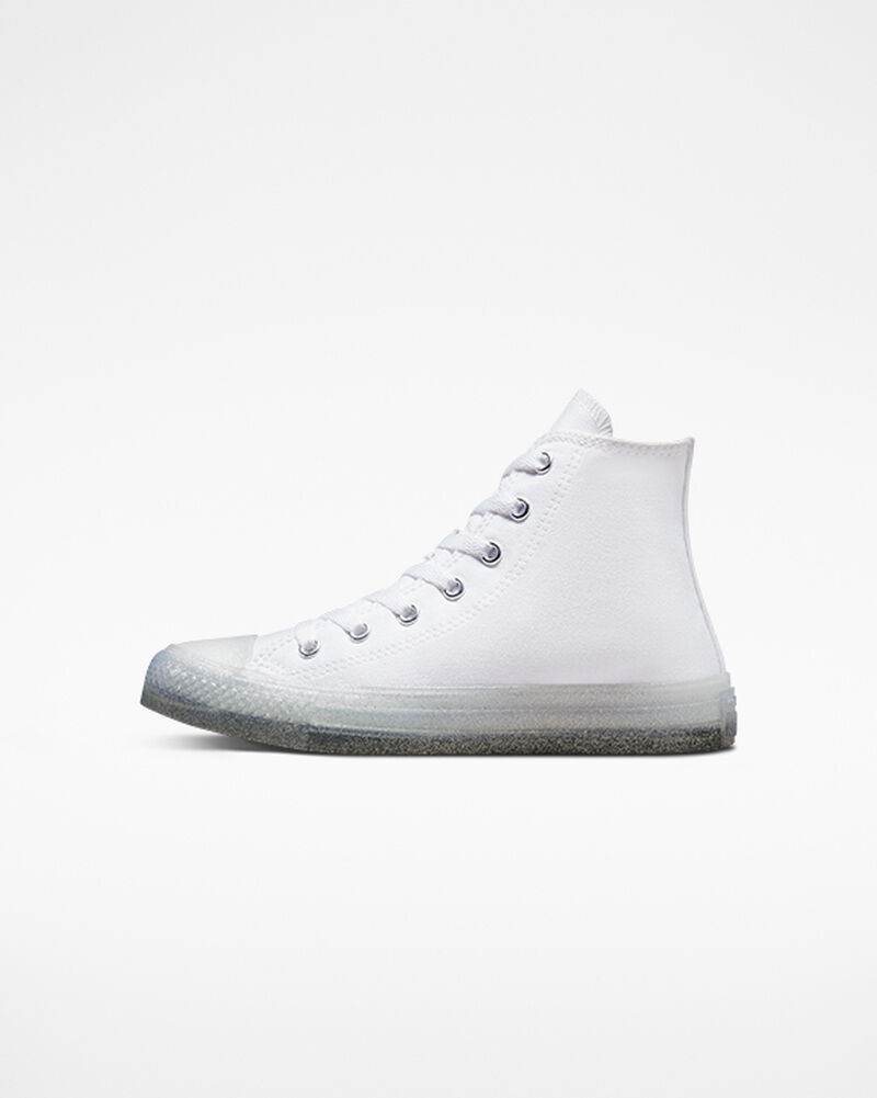 Dětské Vysoké Converse ​Chuck Taylor All Star Glitter Big Kids Bílé Bílé Stříbrné | 2653-TULIO