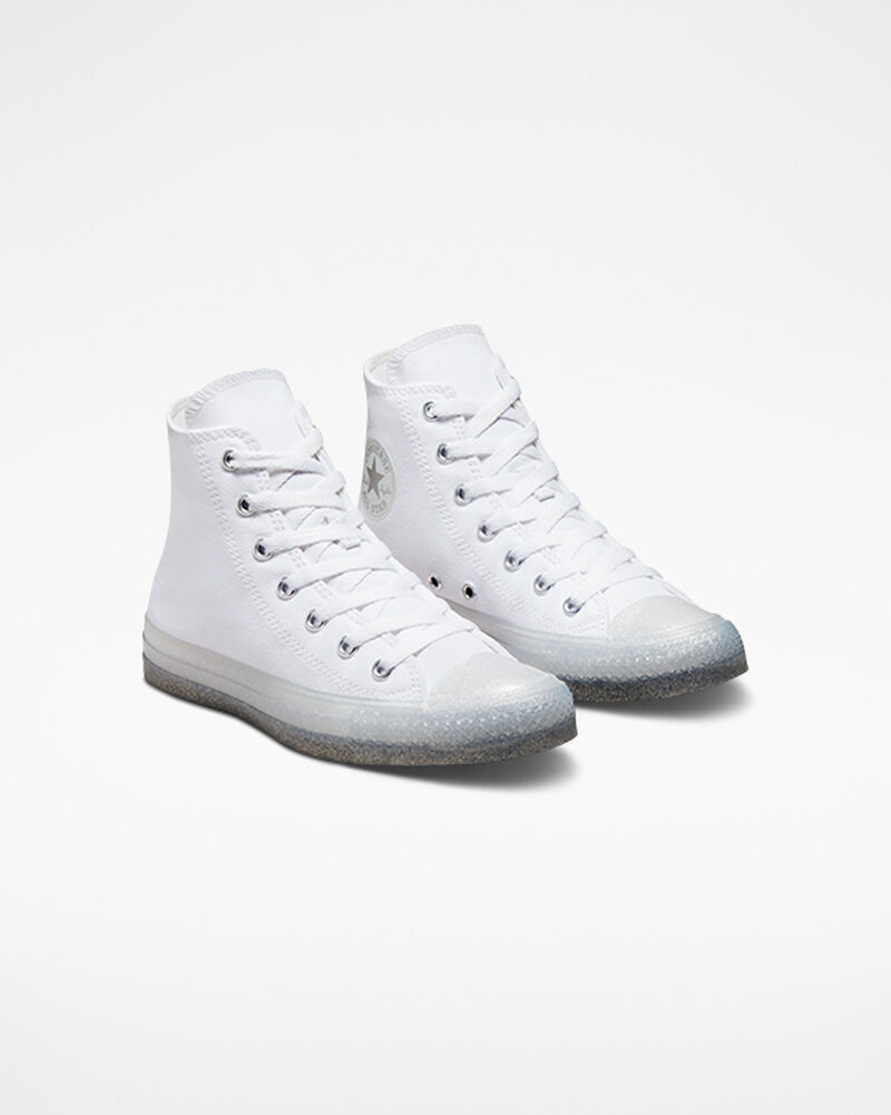 Dětské Vysoké Converse ​Chuck Taylor All Star Glitter Big Kids Bílé Bílé Stříbrné | 2653-TULIO