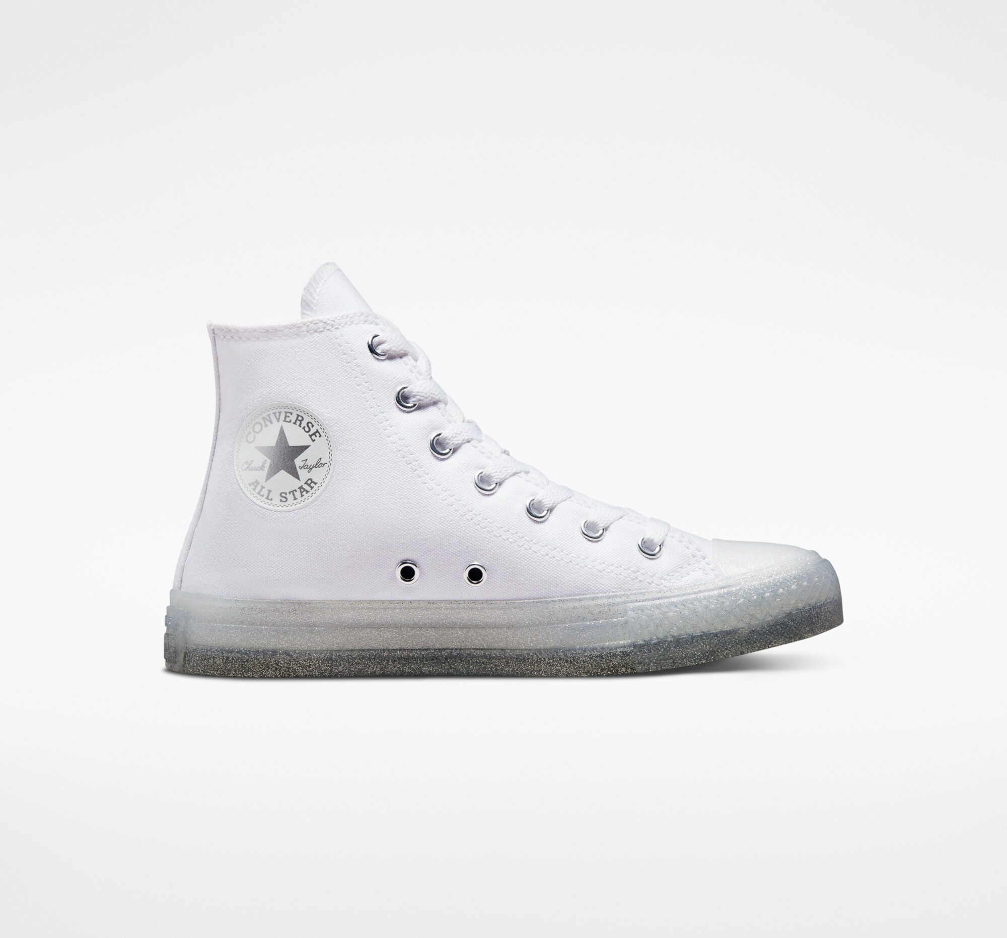 Dětské Vysoké Converse ​Chuck Taylor All Star Glitter Big Kids Bílé Bílé Stříbrné | 2653-TULIO