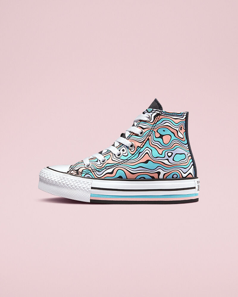 Dětské Vysoké Converse ​Chuck Taylor All Star Lift Color Swirl Little Kids Světle Tyrkysové Koralove | 3587-OYUNZ