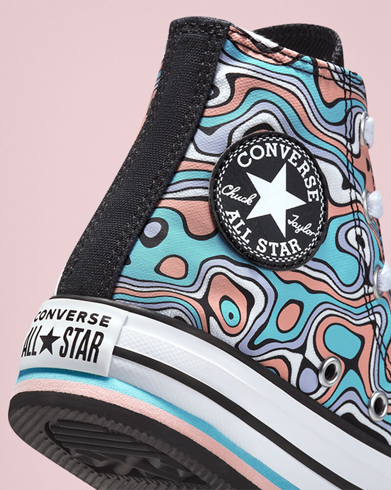 Dětské Vysoké Converse ​Chuck Taylor All Star Lift Color Swirl Little Kids Světle Tyrkysové Koralove | 3587-OYUNZ