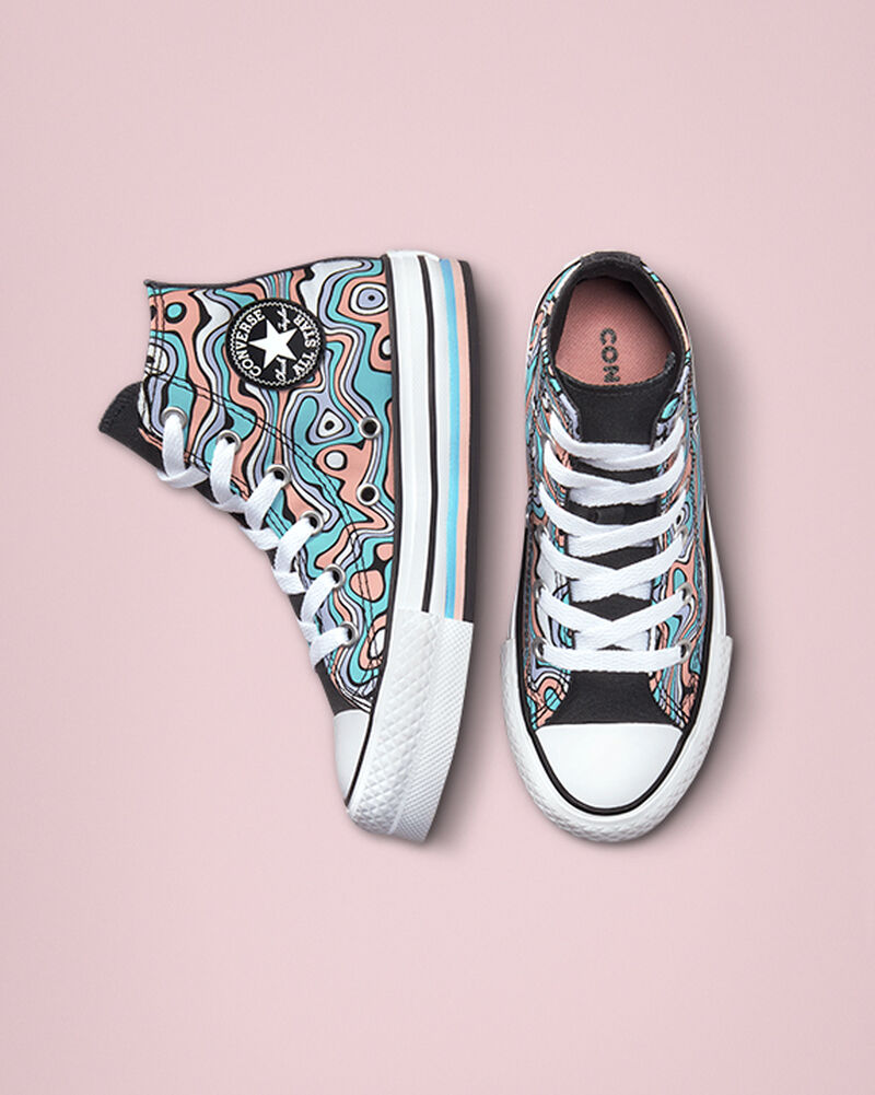 Dětské Vysoké Converse ​Chuck Taylor All Star Lift Color Swirl Little Kids Světle Tyrkysové Koralove | 3587-OYUNZ