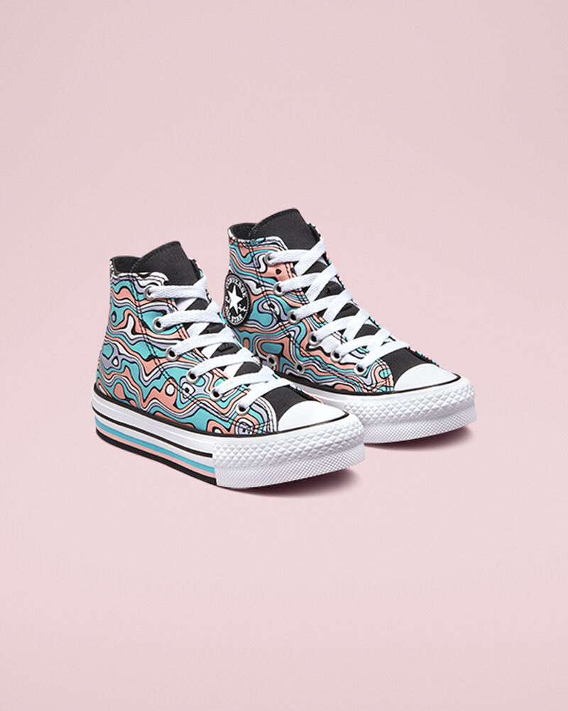 Dětské Vysoké Converse ​Chuck Taylor All Star Lift Color Swirl Little Kids Světle Tyrkysové Koralove | 3587-OYUNZ