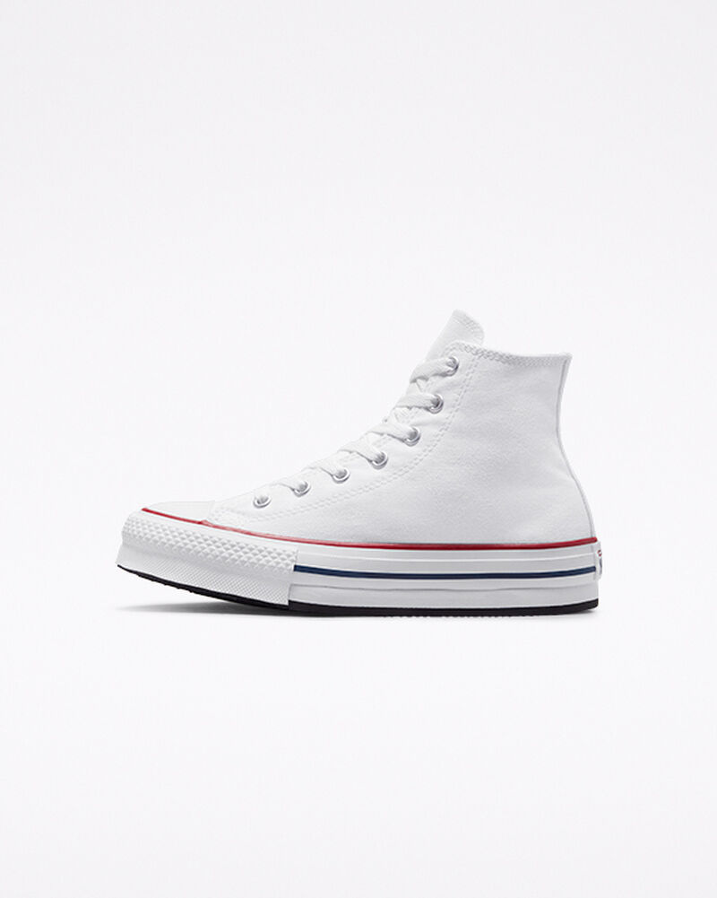 Dětské Vysoké Converse ​Chuck Taylor All Star Lift Big Kids Bílé Tmavě Červené Tmavě Blankyt | 4186-UMDPV