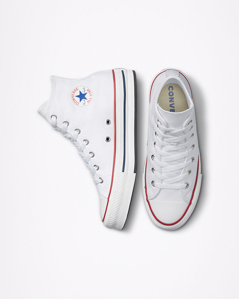 Dětské Vysoké Converse ​Chuck Taylor All Star Lift Big Kids Bílé Tmavě Červené Tmavě Blankyt | 4186-UMDPV