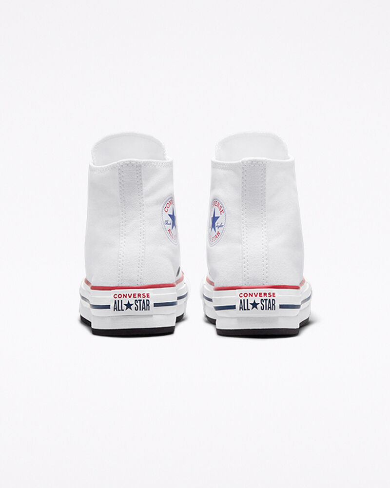 Dětské Vysoké Converse ​Chuck Taylor All Star Lift Big Kids Bílé Tmavě Červené Tmavě Blankyt | 4186-UMDPV