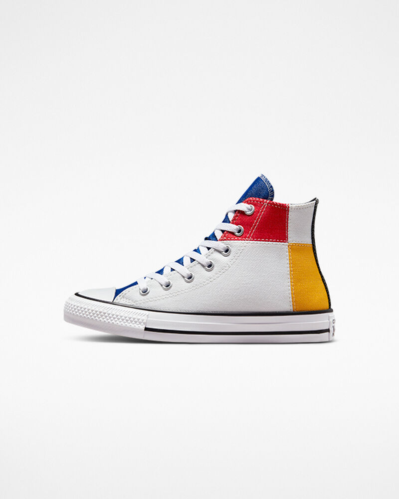 Dětské Vysoké Converse ​Chuck Taylor All Star Split Panel Twill Big Kids Bílé Oranžové Černé | 4310-YZJNA