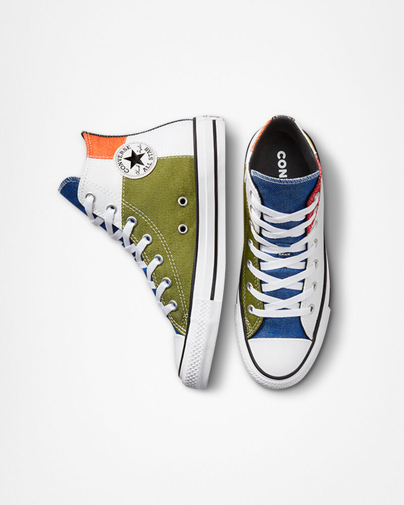 Dětské Vysoké Converse ​Chuck Taylor All Star Split Panel Twill Big Kids Bílé Oranžové Černé | 4310-YZJNA