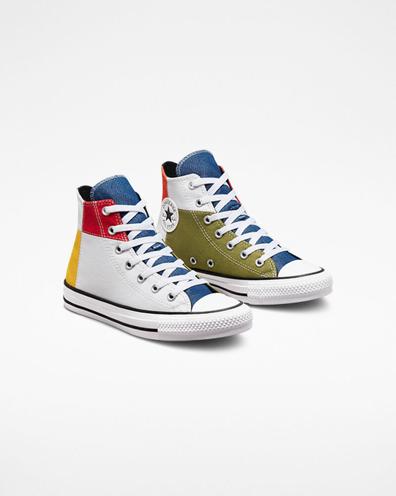 Dětské Vysoké Converse ​Chuck Taylor All Star Split Panel Twill Big Kids Bílé Oranžové Černé | 4310-YZJNA