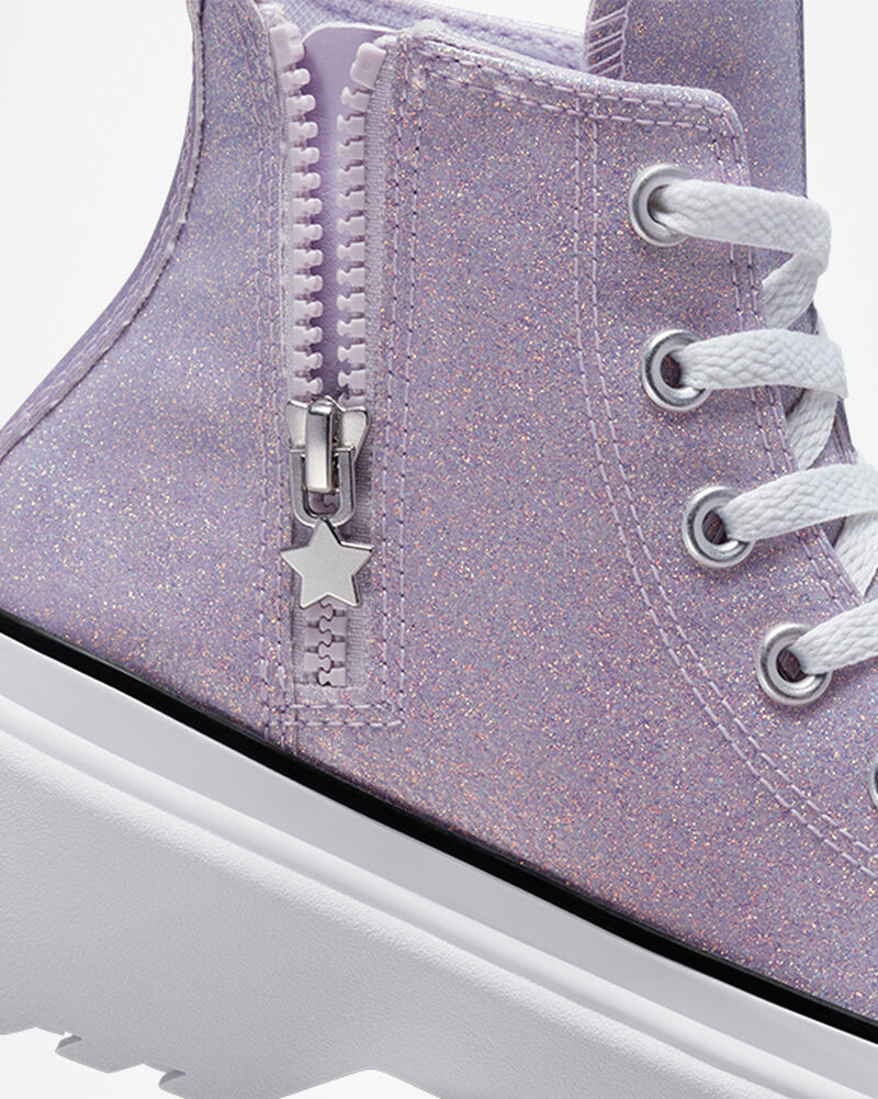 Dětské Vysoké Converse ​Chuck Taylor All Star Lugged Lift Glitter Big Kids Fialové Bílé Černé | 5927-YANVQ