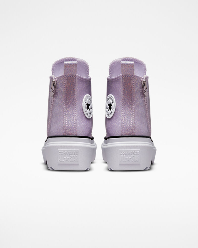 Dětské Vysoké Converse ​Chuck Taylor All Star Lugged Lift Glitter Big Kids Fialové Bílé Černé | 5927-YANVQ