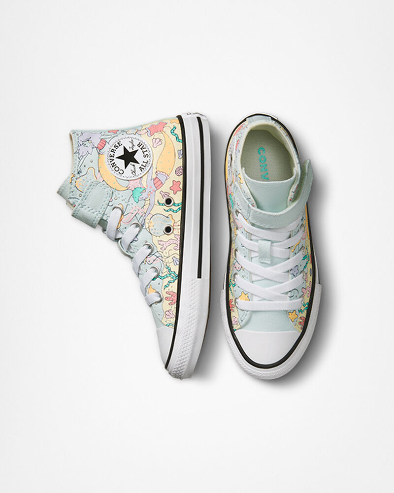 Dětské Vysoké Converse ​Chuck Taylor All Star Easy-On Under The Sea Little Kids Světle Tyrkysové Bílé Bílé Černé | 6031-UGTVW