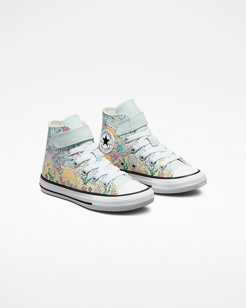 Dětské Vysoké Converse ​Chuck Taylor All Star Easy-On Under The Sea Little Kids Světle Tyrkysové Bílé Bílé Černé | 6031-UGTVW