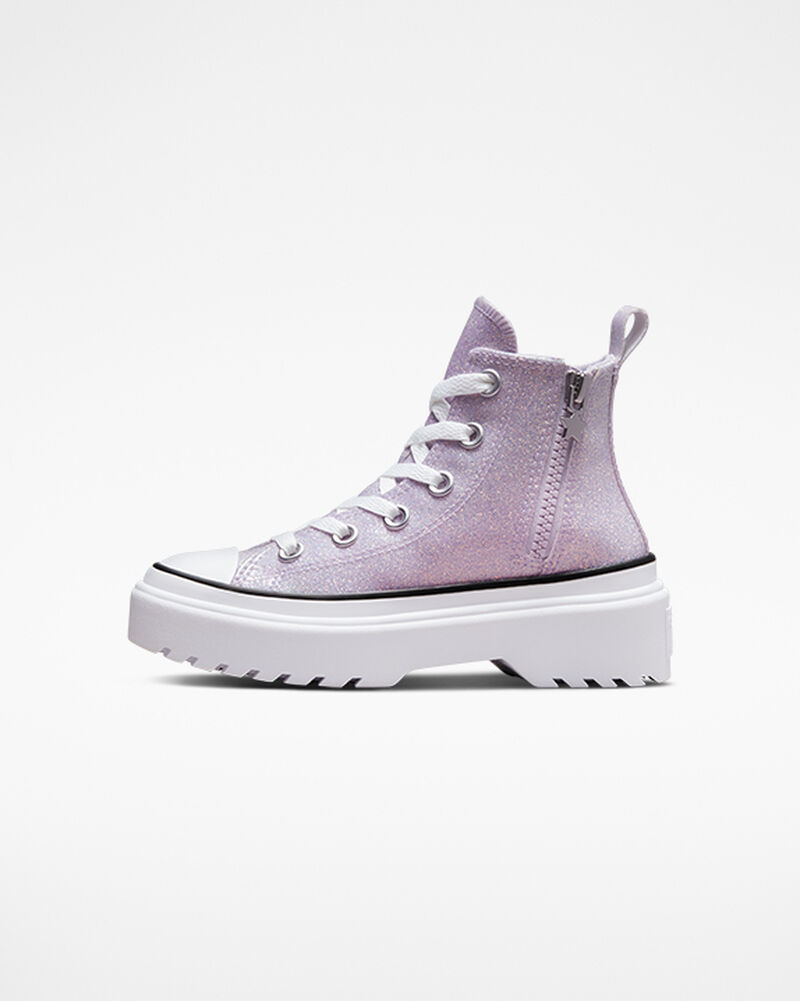 Dětské Vysoké Converse ​Chuck Taylor All Star Lugged Lift Glitter Little Kids Fialové Bílé Černé | 6483-MXNDV