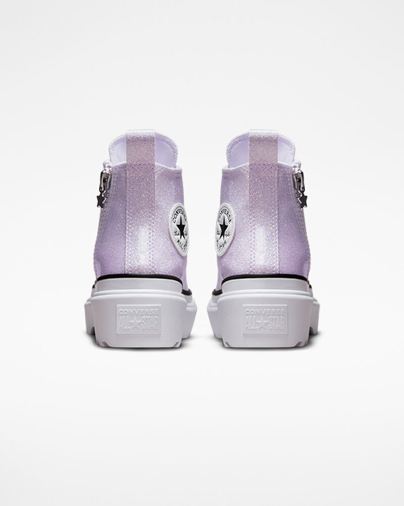 Dětské Vysoké Converse ​Chuck Taylor All Star Lugged Lift Glitter Little Kids Fialové Bílé Černé | 6483-MXNDV