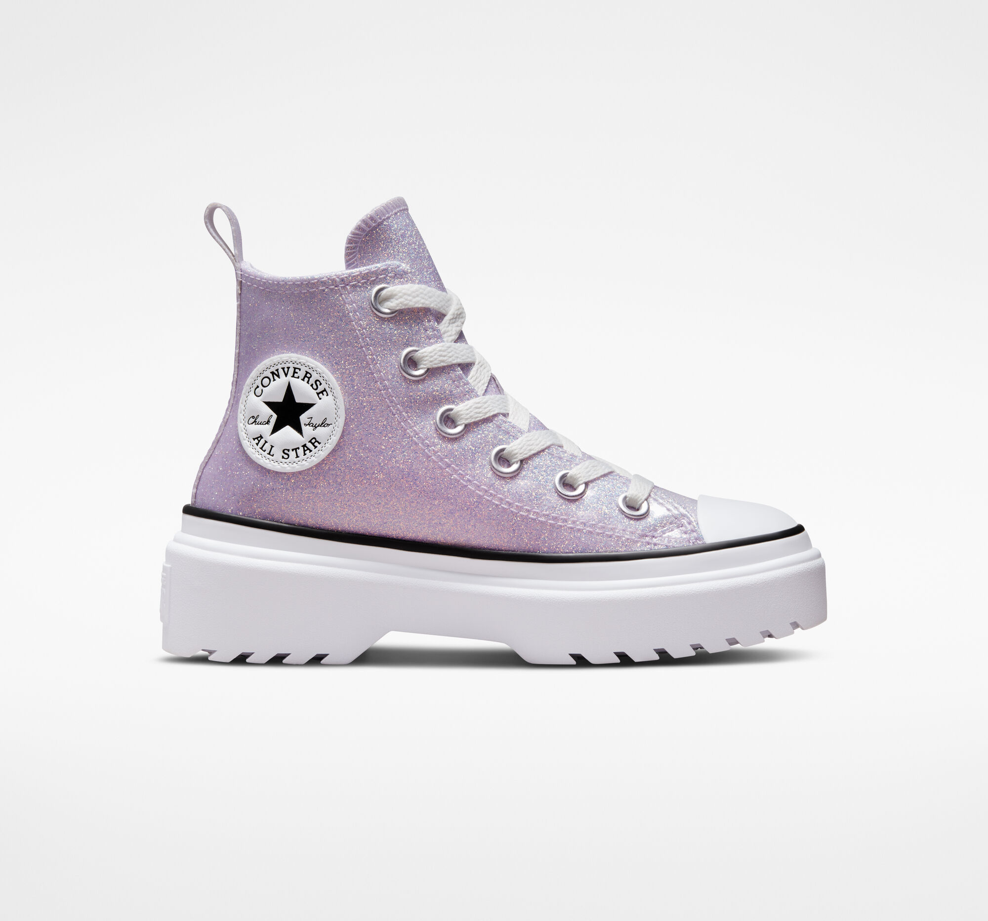Dětské Vysoké Converse ​Chuck Taylor All Star Lugged Lift Glitter Little Kids Fialové Bílé Černé | 6483-MXNDV
