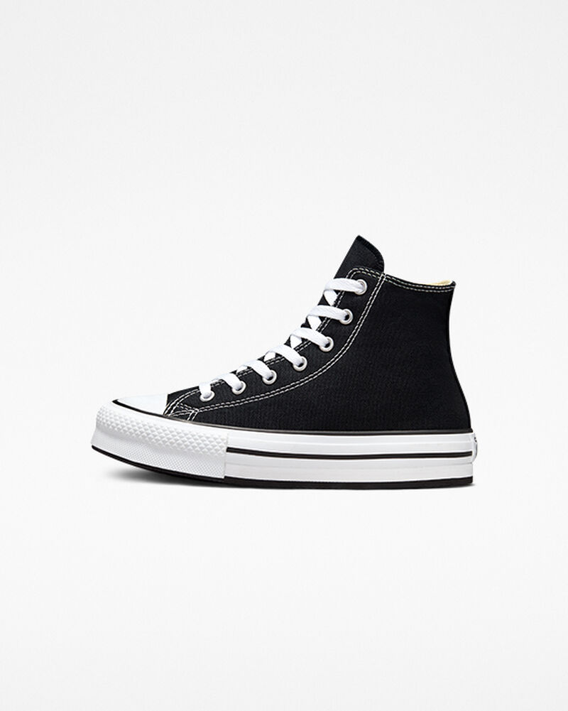 Dětské Vysoké Converse ​Chuck Taylor All Star Lift Big Kids Černé Bílé Černé | 6942-UEZCJ