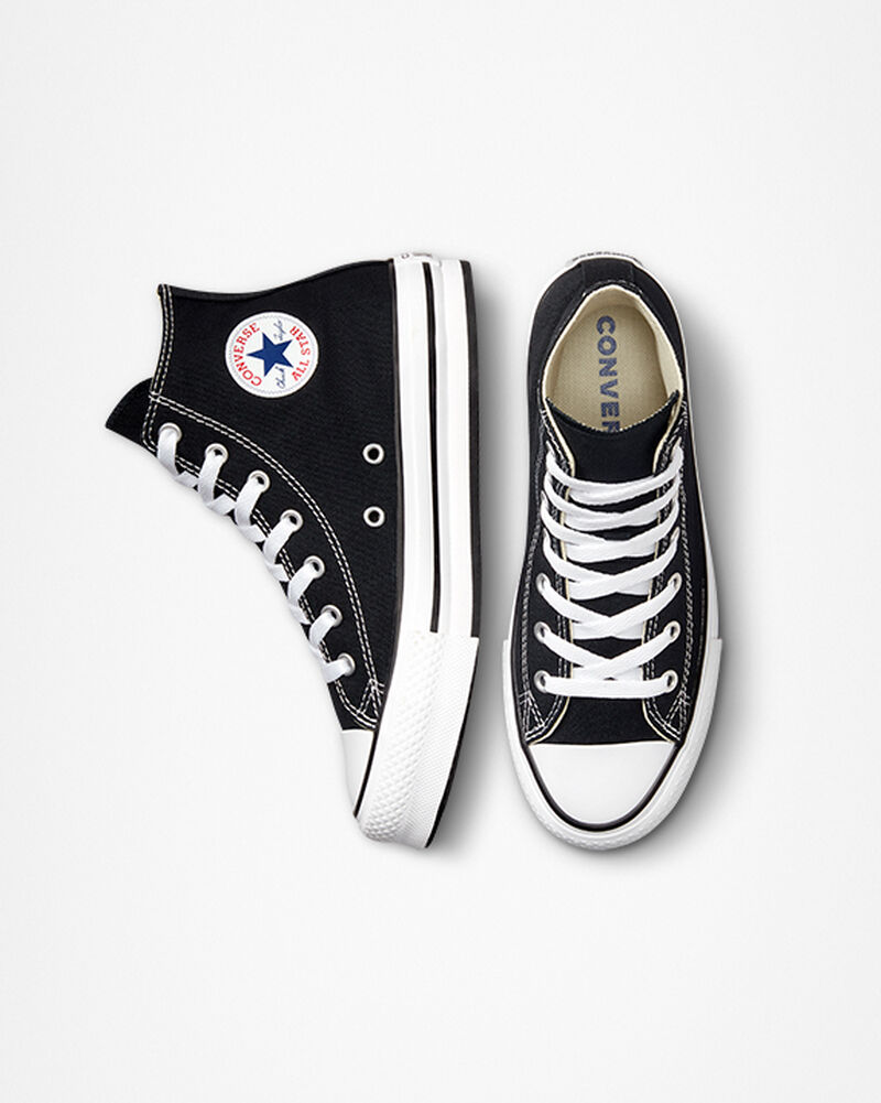 Dětské Vysoké Converse ​Chuck Taylor All Star Lift Big Kids Černé Bílé Černé | 6942-UEZCJ