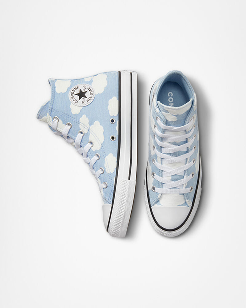 Dětské Vysoké Converse ​Chuck Taylor All Star Clouds Little Kids Blankyt Bílé Černé | 7140-OTCAQ