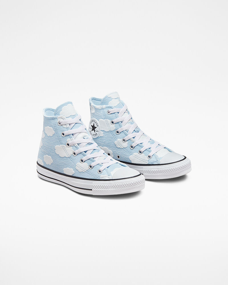 Dětské Vysoké Converse ​Chuck Taylor All Star Clouds Little Kids Blankyt Bílé Černé | 7140-OTCAQ