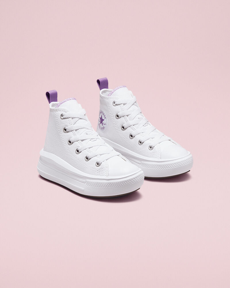 Dětské Vysoké Converse ​Chuck Taylor All Star Move Little Kids Bílé Fialové Bílé | 7596-NIYCB