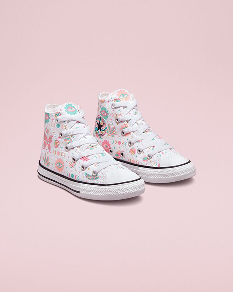 Dětské Vysoké Converse ​Chuck Taylor All Star Mystic Gems Little Kids Bílé Růžové Koralove | 7963-FHNSW