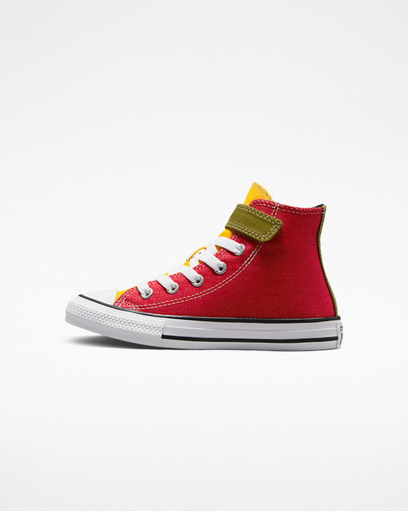 Dětské Vysoké Converse ​Chuck Taylor All Star Easy-On Twill Little Kids Blankyt Červené Bílé | 8523-LBSDH