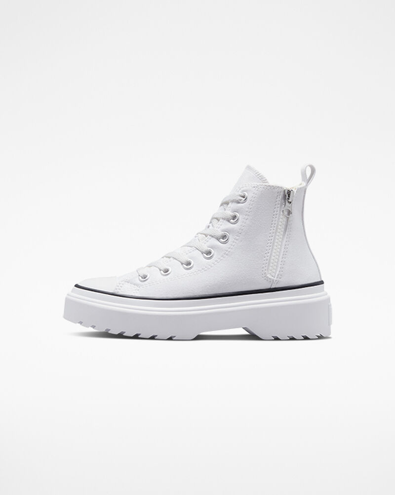 Dětské Vysoké Converse ​Chuck Taylor All Star Lugged Lift Platene Big Kids Bílé Bílé Černé | 8967-KIHJE